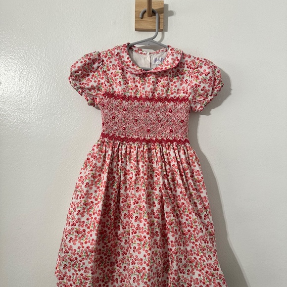 Rachel Riley Forget Me Not Smocked Dress Pink Floral Girls Party Dress Sz 5 $165 - Picture 4 of 9